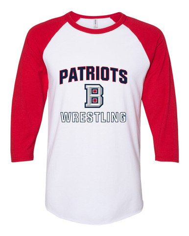 Beckman Patriots B Script Wrestling Women's Baseball T-Shirt