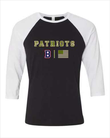 Berkmar Patriots Camo Flag Women's Baseball T-Shirt