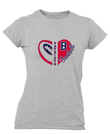 Berkmar Patriots Heart Football Women's SS T-Shirt