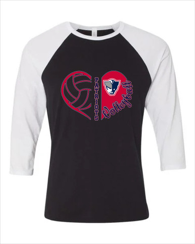 Seeger Patriots Heart Volleyball Women's Baseball T-Shirt