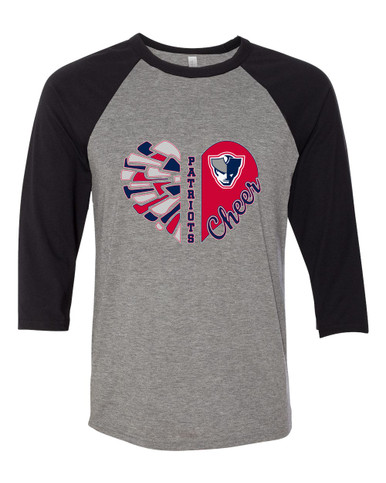 Seeger Patriots Heart Cheer Women's Baseball T-Shirt