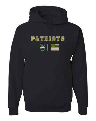 Stevenson Patriots S Script Camo Flag Men's Premium Hoodie