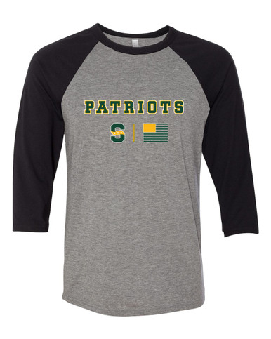 Stevenson Patriots S Script Team Colors Flag Women's Baseball T-Shirt