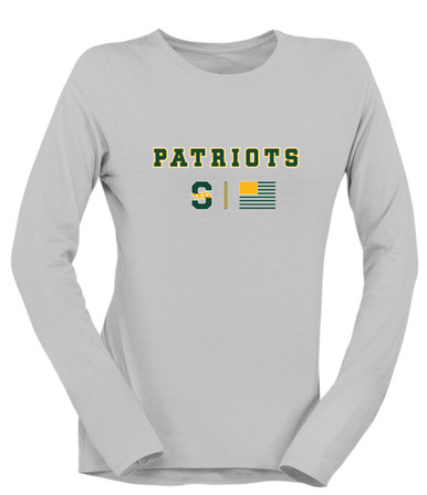 Stevenson Patriots S Script Team Colors Flag Women's LS T-Shirt