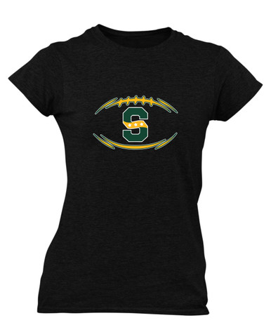 Stevenson Patriots S Script Football #3 Women's Premium SS T-Shirt