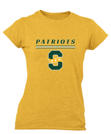 Stevenson Patriots S Script Mascot #8 Women's SS T-Shirt