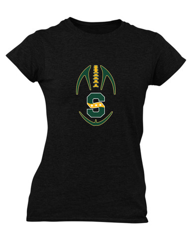 Stevenson Patriots S Script Football #4 Women's Premium SS T-Shirt