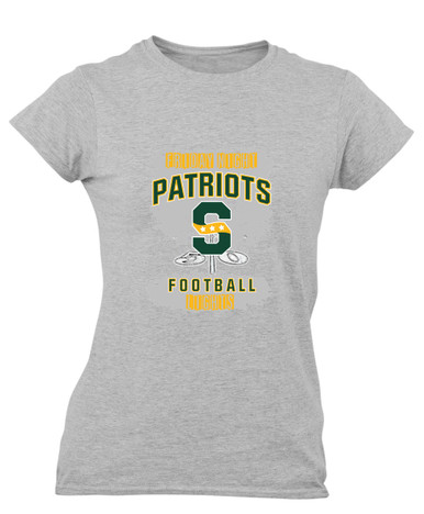 Stevenson Patriots S Script Football #6 Women's Premium SS T-Shirt