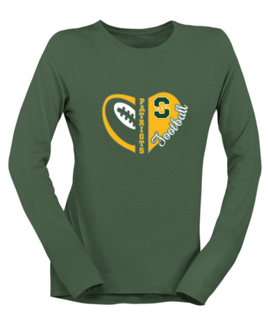Stevenson Patriots S Script Heart Football Women's Premium LS T-Shirt