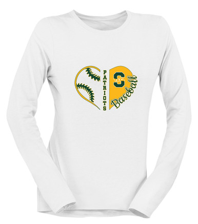 Stevenson Patriots S Script Heart Baseball Women's LS T-Shirt