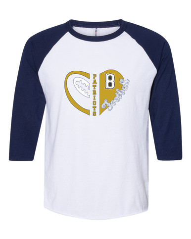 Birmingham Patriots Heart Football Women's Baseball T-Shirt