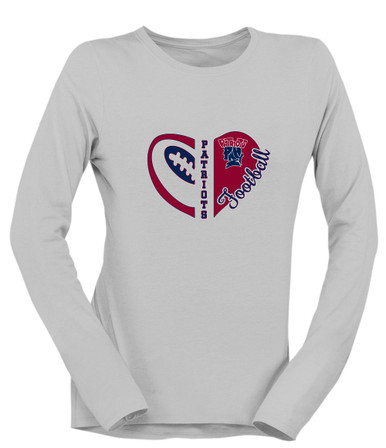 Penn Wood Patriots Heart Football Women's LS T-Shirt