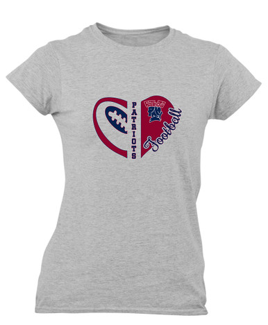 Penn Wood Patriots Heart Football Women's SS T-Shirt