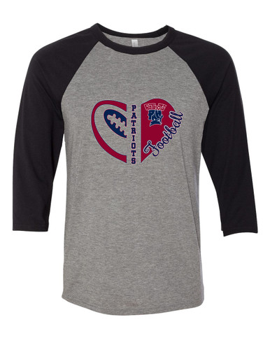 Penn Wood Patriots Heart Football Women's Baseball T-Shirt