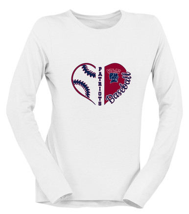 Penn Wood Patriots Heart Baseball Women's LS T-Shirt