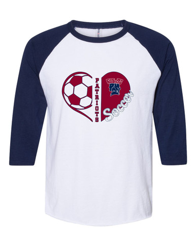 Penn Wood Patriots Heart Soccer Women's Baseball T-Shirt