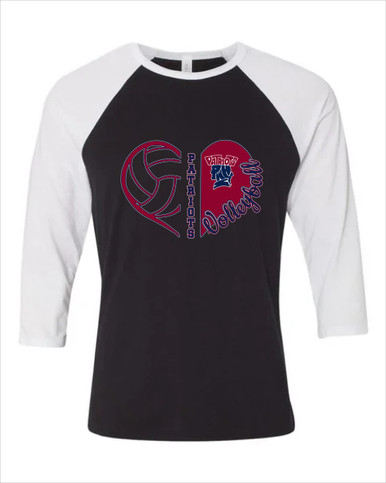 Penn Wood Patriots Heart Volleyball Women's Baseball T-Shirt