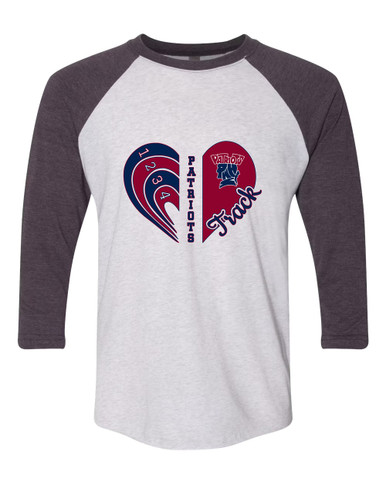 Penn Wood Patriots Heart Track Women's Baseball T-Shirt
