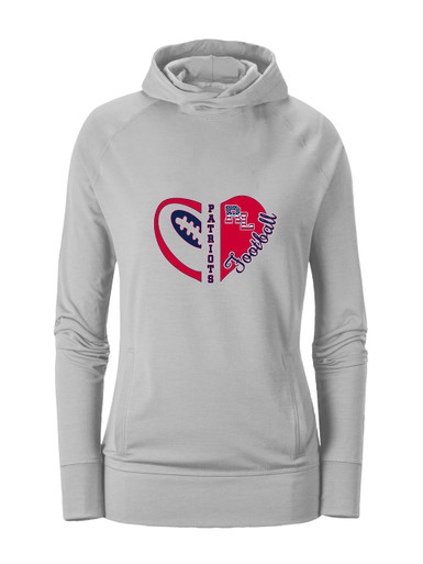 Red Land Patriots Heart Football Women's Hoodie