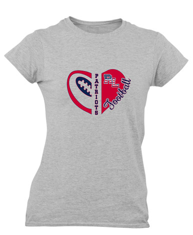 Red Land Patriots Heart Football Women's SS T-Shirt