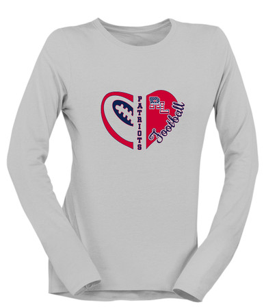 Red Land Patriots Heart Football Women's LS T-Shirt