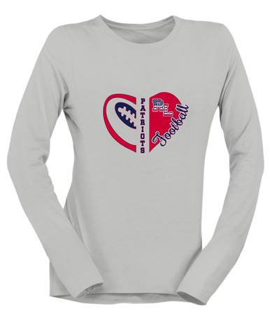 Red Land Patriots Heart Football Women's Premium LS T-Shirt