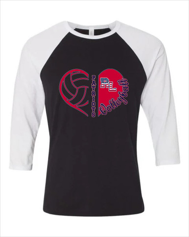 Red Land Patriots Heart Volleyball Women's Baseball T-Shirt