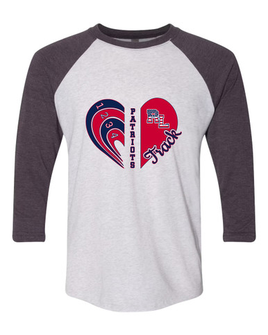 Red Land Patriots Heart Track Women's Baseball T-Shirt