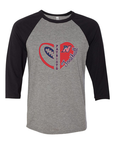 Northern Patriots Heart Football Women's Baseball T-Shirt