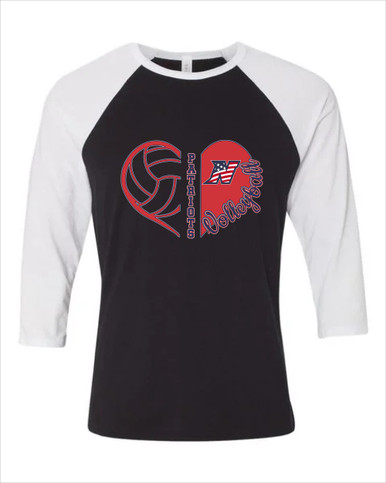 Northern Patriots Heart Volleyball Women's Baseball T-Shirt