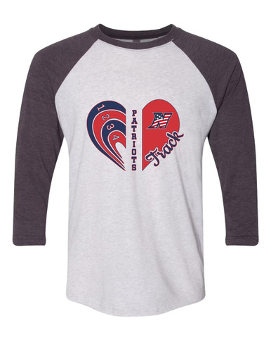Northern Patriots Heart Track Women's Baseball T-Shirt