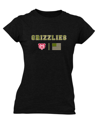 McMinnville Grizzlies Camo Flag Women's SS T-Shirt