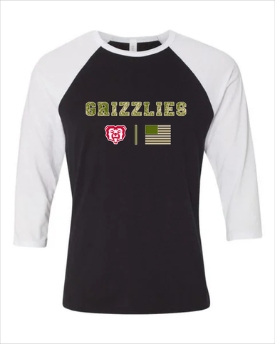 McMinnville Grizzlies Camo Flag Women's Baseball T-Shirt