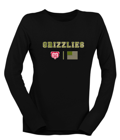 McMinnville Grizzlies Camo Flag Women's Premium LS T-Shirt