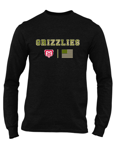 McMinnville Grizzlies Camo Flag Men's LS T-Shirt