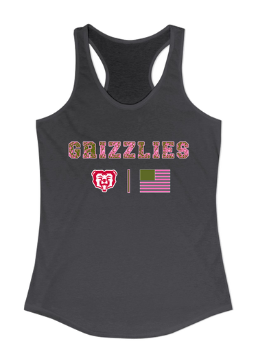McMinnville Grizzlies Pink Camo Flag Women's Tank Top