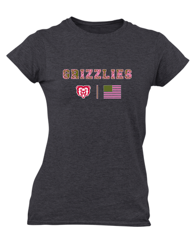McMinnville Grizzlies Pink Camo Flag Women's Premium SS T-Shirt