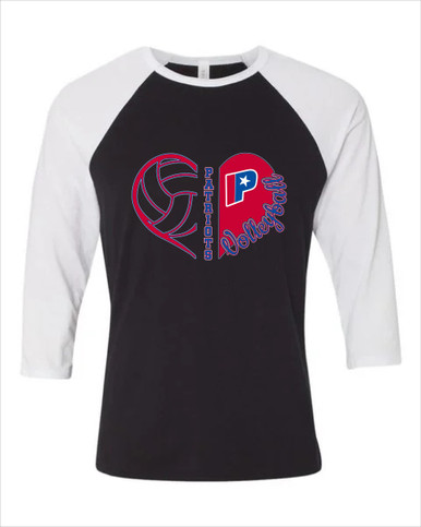Parkview Patriots Heart Volleyball Women's Baseball T-Shirt