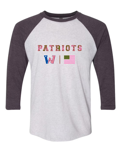 Washington Patriots Pink Camo Flag Women's Baseball T-Shirt