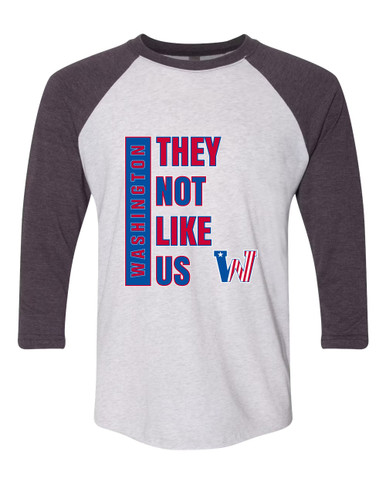 Washington Patriots They Not Like Us #1 Women's Baseball T-Shirt