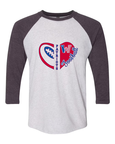 Washington Patriots Heart Football Women's Baseball T-Shirt
