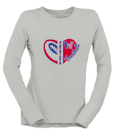 Washington Patriots Heart Football Women's Premium LS T-Shirt