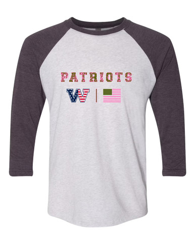 Washington Patriots W Script Pink Camo Flag Women's Baseball T-Shirt