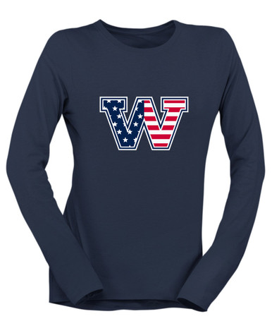 Washington Patriots W Script Mascot #1 Women's Premium LS T-Shirt