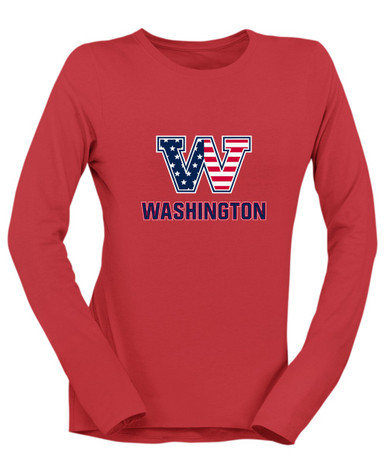 Washington Patriots W Script Mascot #2 Women's Premium LS T-Shirt