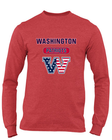 Washington Patriots W Script Mascot #3 Men's LS T-Shirt