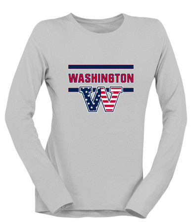 Washington Patriots W Script Mascot #4 Women's LS T-Shirt