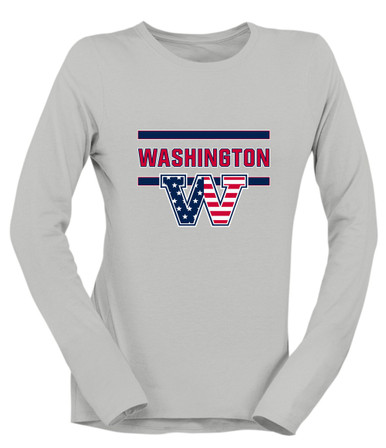 Washington Patriots W Script Mascot #4 Women's Premium LS T-Shirt