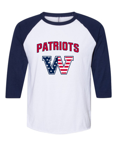 Washington Patriots W Script Mascot #6 Women's Baseball T-Shirt