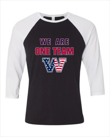 Washington Patriots W Script We Are One Team Men's Baseball T-Shirt